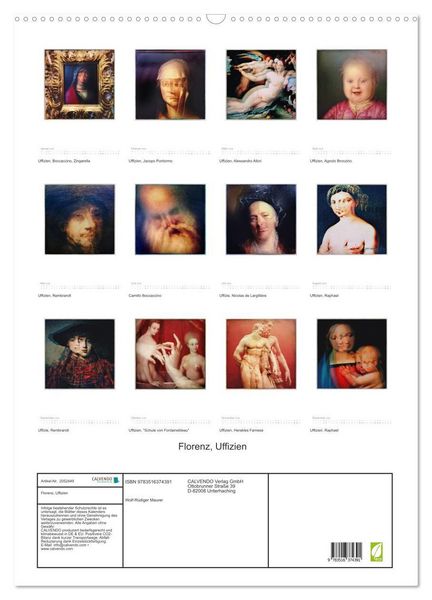 Produktbild: Florenz, Uffizien (Wandkalender 2026 DIN A2 hoch), CALVENDO Monatskalender