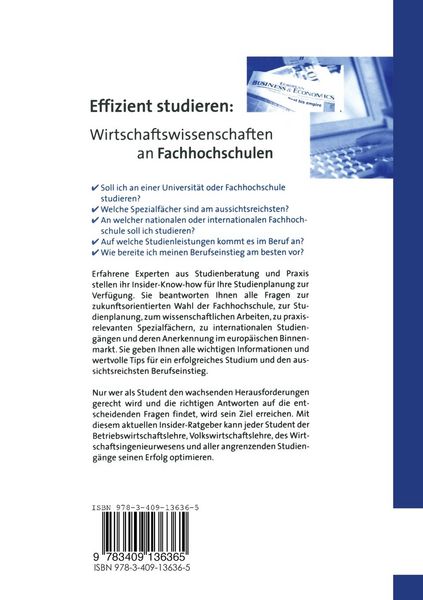Produktbild: Effizient studieren: Wirtschaftswissenschaften an Fachhochschulen