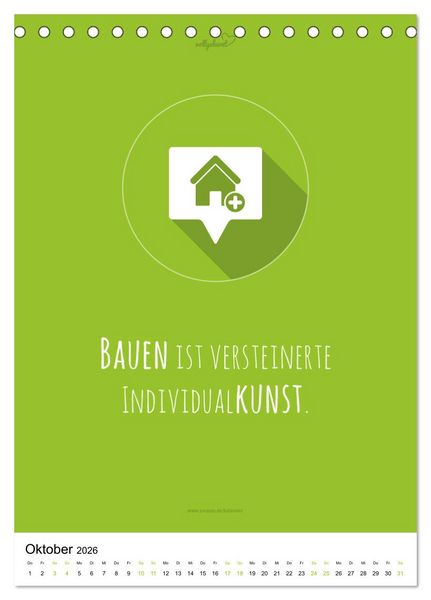 Produktbild: vollgeherzt: Der besondere Kalender f&uuml;r Bauherren mit motivierenden Hausbauzitaten (Tischkalender 2026 DIN A5 hoch), CALVENDO Monatskalender