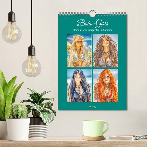 Produktbild: Boho-Girls. Romantische Freigeister im Sommer (Wandkalender 2026 DIN A4 hoch), CALVENDO Monatskalender