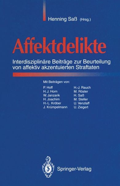 Affektdelikte, Taschenbuch von , Springer Berlin, 9783540572312