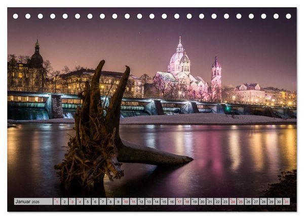 Produktbild: M&uuml;nchen - Lichter der Gro&szlig;stadt (Tischkalender 2026 DIN A5 quer), CALVENDO Monatskalender