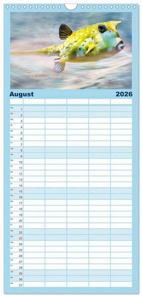 Produktbild: Familienplaner 2026 - Fischwelt - Artwork mit 5 Spalten (Wandkalender, 21 x 45 cm) CALVENDO
