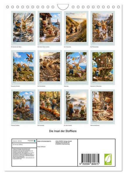 Produktbild: Die Insel der Stofftiere (Wandkalender 2027 DIN A4 hoch), CALVENDO Monatskalender