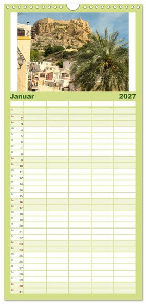 Produktbild: Familienplaner 2027 - Alicante - Benidorm - Calp mit 5 Spalten (Wandkalender, 21 x 45 cm) CALVENDO