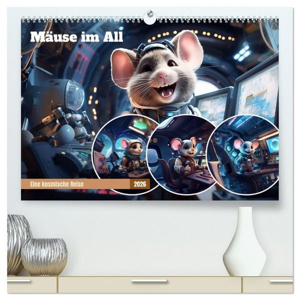 Produktbild: M&auml;use im All (hochwertiger Premium Wandkalender 2026 DIN A2 quer), Kunstdruck in Hochglanz