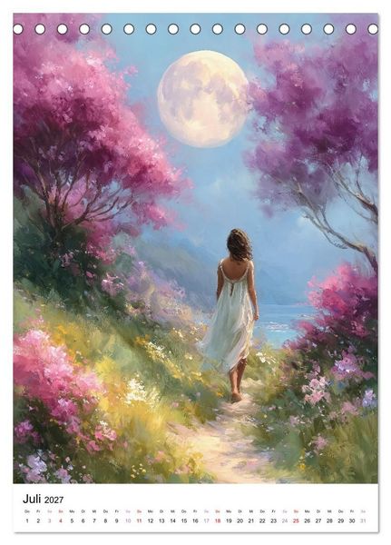Produktbild: Zwischen Bl&uuml;ten und Tr&auml;umen - 12 kunstvolle Frauenportraits (Tischkalender 2027 DIN A5 hoch), CALVENDO Monatskalender