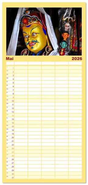 Produktbild: Familienplaner 2026 - Buddhas & Bhodisattvas mit 5 Spalten (Wandkalender, 21 x 45 cm) CALVENDO