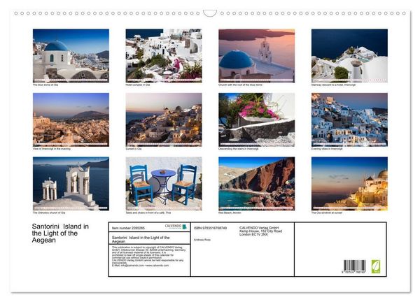 Produktbild: Santorini Island in the Light of the Aegean (Wall Calendar 2027 DIN A2 landscape), CALVENDO 12 Month Wall Calendar