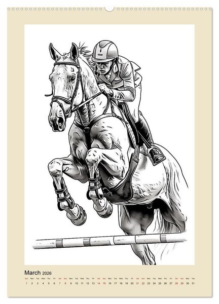 Produktbild: Sketchy Power Horses (High Quality Premium Wall Calendar 2026 DIN A2 portrait),CALVENDO 12 Month Wall Calendar