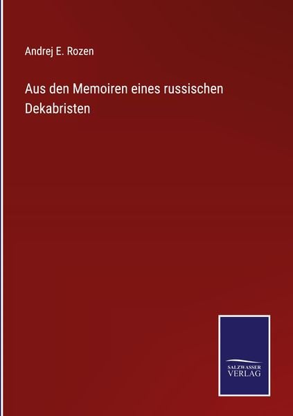 Produktbild: Aus den Memoiren eines russischen Dekabristen