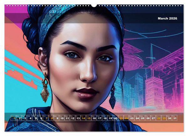 Produktbild: Yolanda's portraits, a graphic portfolio (High Quality Premium Wall Calendar 2026 DIN A2 landscape),CALVENDO 12 Month Wall Calendar