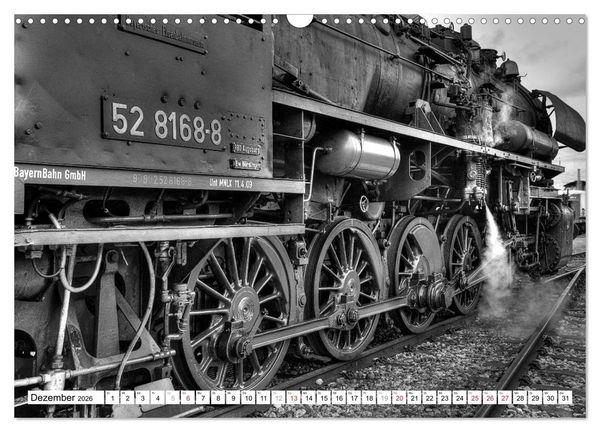 Produktbild: Unter Dampf - Eisenbahnromantik in schwarz-wei&szlig; (Wandkalender 2026 DIN A3 quer), CALVENDO Monatskalender