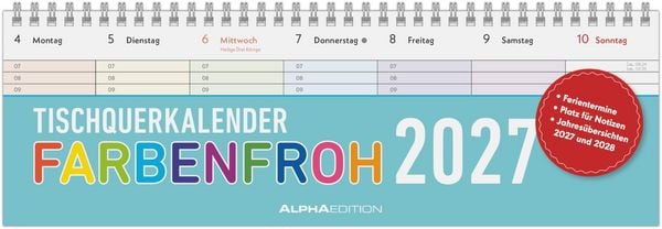 Produktbild: Tischquerkalender Farbenfroh 2027