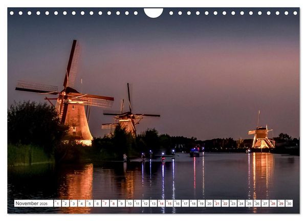 Produktbild: Die Windm&uuml;hlen von Kinderdijk - UNESCO Welterbe (Wandkalender 2026 DIN A4 quer), CALVENDO Monatskalender