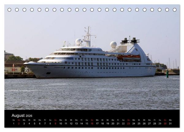 Produktbild: Cruiseliner in Warnem&uuml;nde (Tischkalender 2026 DIN A5 quer), CALVENDO Monatskalender