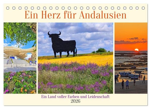 Produktbild: Ein Herz f&uuml;r Andalusien (Tischkalender 2026 DIN A5 quer), CALVENDO Monatskalender