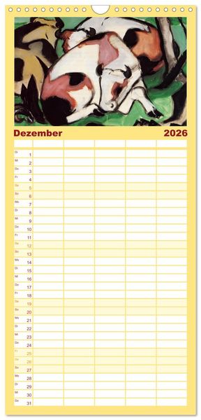 Produktbild: Familienplaner 2026 - Expressionistische Tierwelten mit 5 Spalten (Wandkalender, 21 x 45 cm) CALVENDO