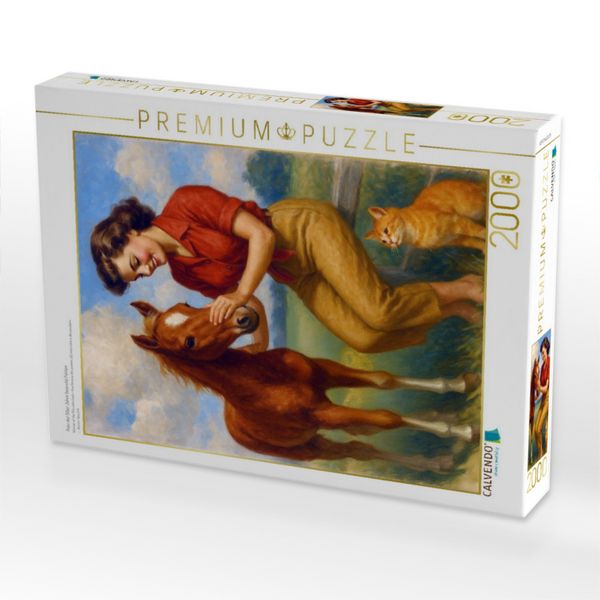 Produktbild: CALVENDO Puzzle Frau der 50er Jahre besucht Fohlen | 2000 Teile Lege-Gr&ouml;&szlig;e 90x67cm Foto-Puzzle f&uuml;r gl&uuml;ckliche Stunden