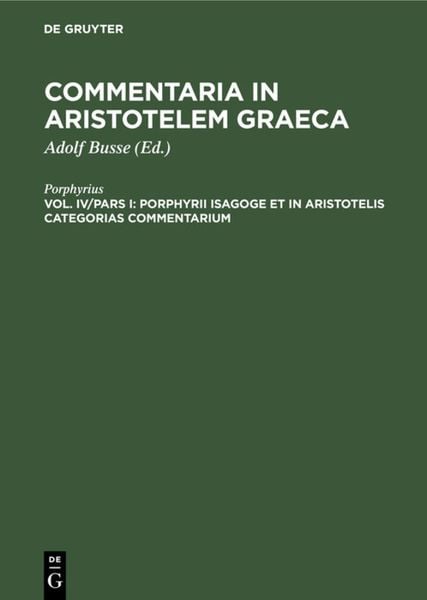 Produktbild: Porphyrii Isagoge et in Aristotelis Categorias commentarium