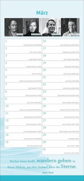 Produktbild: Der literarische Geburtstagskalender - Mit Geburtstagskindern und Zitaten