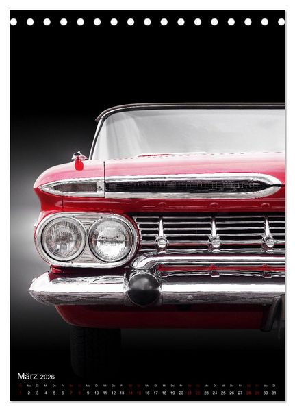 Produktbild: Amerikanische Autos aus den Jahren 1957 bis 1976 Frontansichten (Tischkalender 2026 DIN A5 hoch), CALVENDO Monatskalender