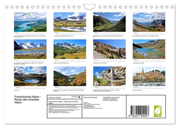 Produktbild: Franz&ouml;sische Alpen - Route des Grandes Alpes (Wandkalender 2026 DIN A4 quer), CALVENDO Monatskalender