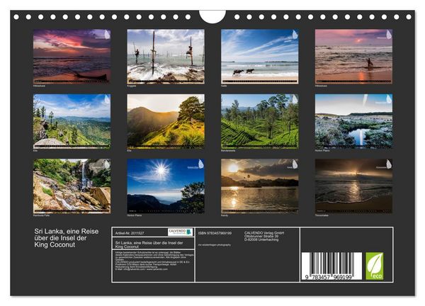Produktbild: Sri Lanka, eine Reise &uuml;ber die Insel der King Coconut (Wandkalender 2026 DIN A4 quer), CALVENDO Monatskalender