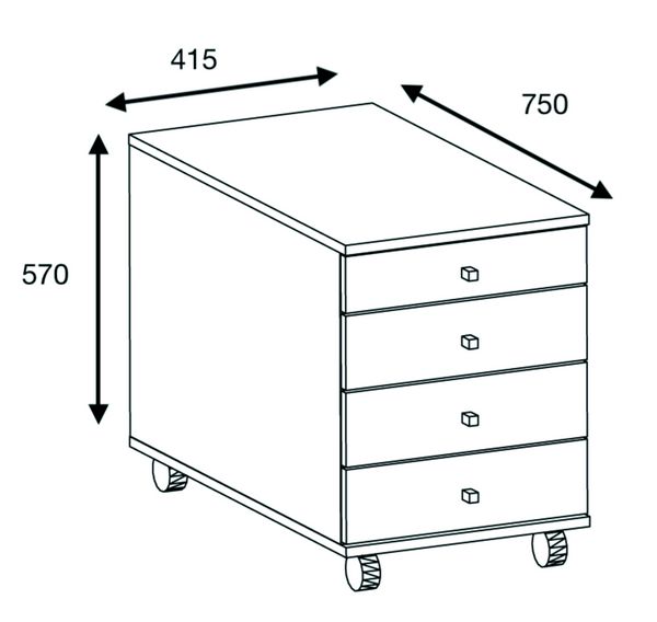Produktbild: Rollcontainer B&uuml;rocontainer Schublade Lona 75 cm