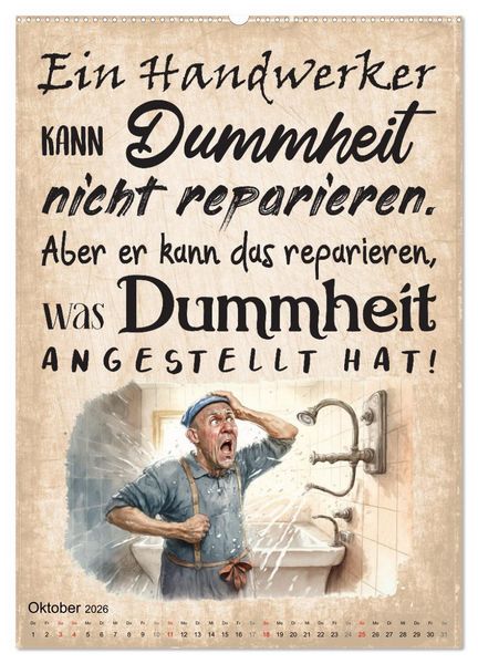 Produktbild: Handwerker Spr&uuml;che (hochwertiger Premium Wandkalender 2026 DIN A2 hoch), Kunstdruck in Hochglanz
