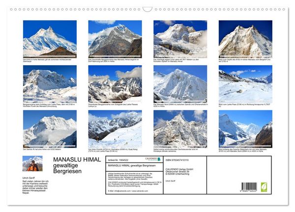 Produktbild: MANASLU HIMAL gewaltige Bergriesen (Wandkalender 2026 DIN A2 quer), CALVENDO Monatskalender