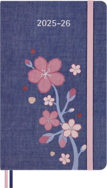 Produktbild: Moleskine Sakura 18 Monate Wochen Notizkalender 2025/2026, L/A5, 1 Wo = 1 Seite , rechts linierte Seite, fester Einband, liniert