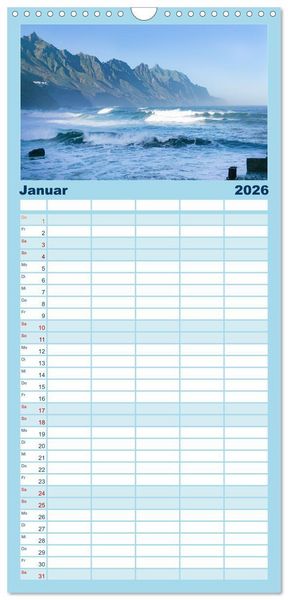 Produktbild: Familienplaner 2026 - Kanaren - wundersch&ouml;ne Inseln im Atlantik mit 5 Spalten (Wandkalender, 21 x 45 cm) CALVENDO