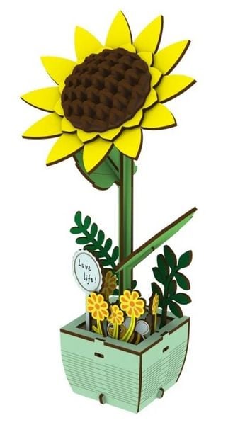 Produktbild: FiguredArt AL101 - H&uuml;bsche Sonnenblume, 3D Puzzle, Holz, 74 Teile, H&ouml;he: 21 cm