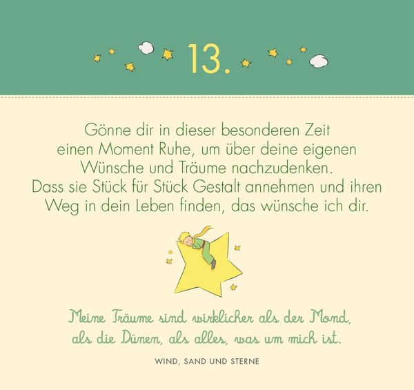 Produktbild: Postkarten-Adventskalender. Der Kleine Prinz. 24 liebe W&uuml;nsche f&uuml;r dich
