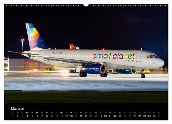 Produktbild: Flugzeuge bei Nacht (hochwertiger Premium Wandkalender 2026 DIN A2 quer), Kunstdruck in Hochglanz
