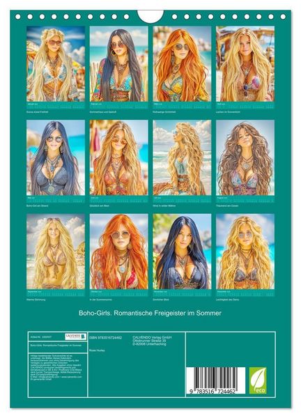 Produktbild: Boho-Girls. Romantische Freigeister im Sommer (Wandkalender 2026 DIN A4 hoch), CALVENDO Monatskalender