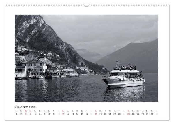 Produktbild: Limone sul Garda schwarzwei&szlig; (hochwertiger Premium Wandkalender 2026 DIN A2 quer), Kunstdruck in Hochglanz