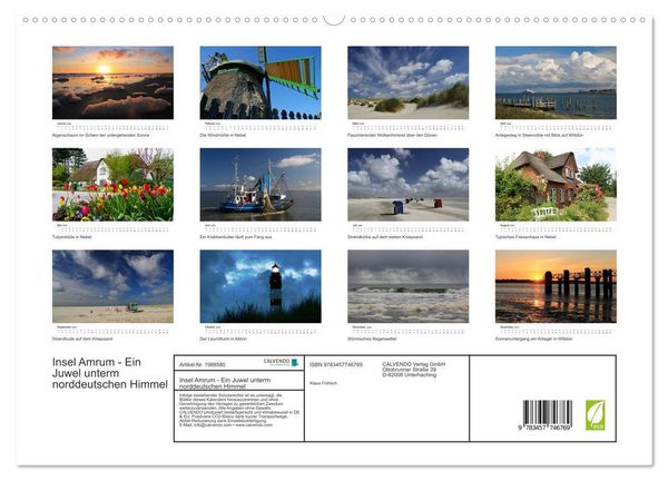 Produktbild: Insel Amrum - Ein Juwel unterm norddeutschen Himmel (hochwertiger Premium Wandkalender 2026 DIN A2 quer), Kunstdruck in Hochglanz