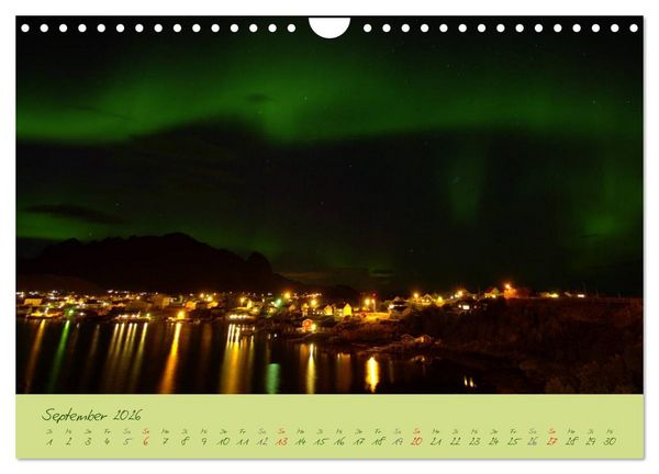 Produktbild: Nordlicht-Zauber auf den Lofoten. Aurora borealis (Wandkalender 2026 DIN A4 quer), CALVENDO Monatskalender