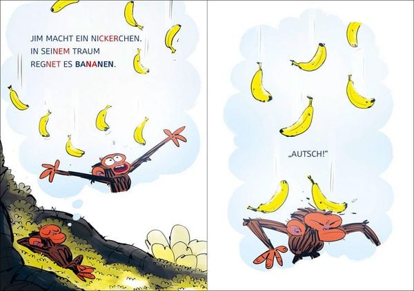 Produktbild: Lesel&ouml;wen 1. Klasse - Jim ist mies drauf - Fertig, los ... Banane! (Gro&szlig;buchstaben)