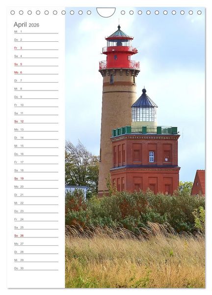 Produktbild: Leuchtender Geburtstagskalender - Leuchtt&uuml;rme an Ost-und Nordsee (Wandkalender 2026 DIN A4 hoch), CALVENDO Monatskalender