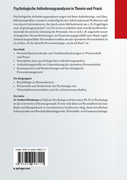 Produktbild: Psychologische Anforderungsanalysen in Theorie und Praxis