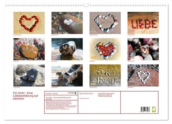 Produktbild: F&uuml;r Dich! - Eine Liebeserkl&auml;rung auf steinisch (Wandkalender 2026 DIN A2 quer), CALVENDO Monatskalender