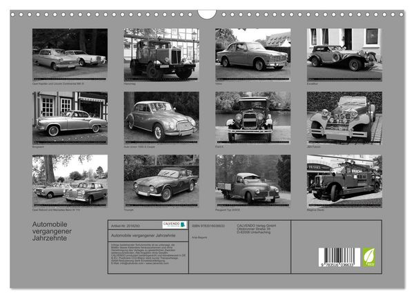 Produktbild: Automobile vergangener Jahrzehnte (Wandkalender 2026 DIN A3 quer), CALVENDO Monatskalender