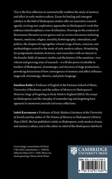 Produktbild: Memory and Affect in Shakespeare's England