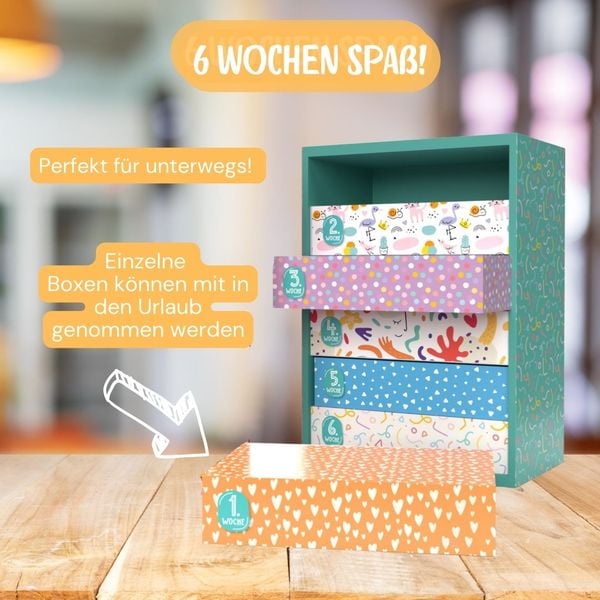 Produktbild: Die Ferien-Bastelbox: Hurra, es sind Ferien! Der ultimative Kreativspaß für jede Ferienwoche