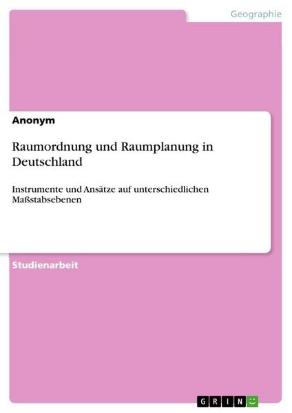 Produktbild: Raumordnung und Raumplanung in Deutschland