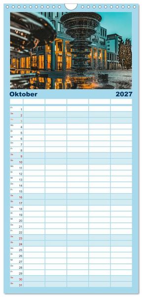 Produktbild: Familienplaner 2027 - Chemnitz zur blauen Stunde mit 5 Spalten (Wandkalender, 21 x 45 cm) CALVENDO