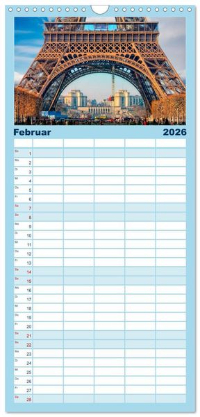 Produktbild: Familienplaner 2026 - Die 12 meistbesuchten St&auml;dte in Europa mit 5 Spalten (Wandkalender, 21 x 45 cm) CALVENDO